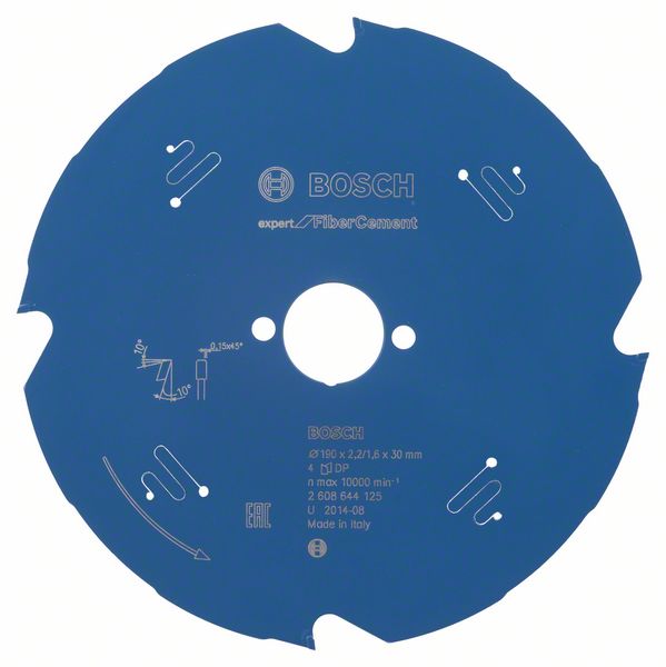 Sågklinga för fibercement Bosch Expert for Fiber Cement; 190x2,2x30,0 mm; Z4; 10°