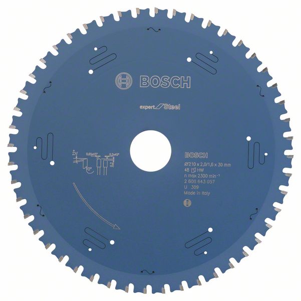 Sågklinga för metall Bosch Expert for Steel; 210x2x30,0 mm; Z48; 0°